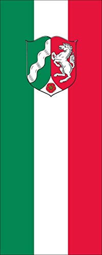 flaggenmeer® Flagge Nordrhein-Westfalen mit Wappen 160 g/m² ca. 300 x 120 cm mit Hohlsaum für Ausleger