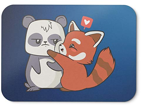 BLAK TEE Cartoon Panda Love Mouse Pad 18 x 22 cm in 3 Colours Blue