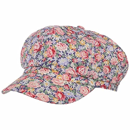 Lipodo Little Flowers Ballonmütze Damen - Aus 100% Baumwolle - Schirmmütze in floralem Design - Mehrfarbige Sommercap mit Gummizug - Waschbar bis 30 °C - Frühjahr/Sommer dunkelblau M (57-58 cm)