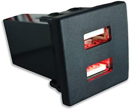 T5 OEM Dual USB Handy-Ladegerät-Anschlüsse für VW / Volkswagen T5, flach, blanko, Rot