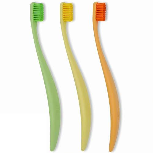 promis brush nachhaltige Zahnbürste aus nachwachsenden Rohstoffen | Bioplastik | weiche 6750 Borsten | recycelte Verpackung | made in Germany | Italian Design (triopack, color)