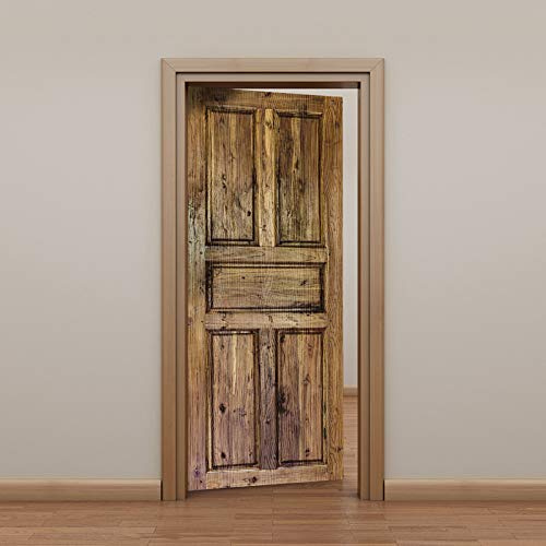 Door Stickers Peel & Stick Murals-Wall Covers Decorative Decal Wooden