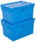 BiGDUG Industrial Stackable Tote Boxes Pack of 2 Heavy Duty Containers (x2 Blue 315h x 400w x 600d mm)