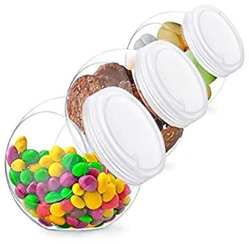 AnyCar Lot de 3 bocaux de rangement en plastique avec couvercles pour comptoir de cuisine, bocaux à bonbons pour buffet de fête, bocaux de cuisine, 1,2 l (3 pots à bonbons)