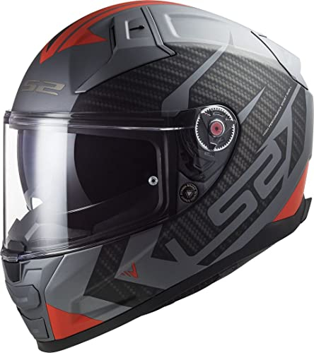 LS2, Integraler Motorradhelm Vector II Splitter Matt Titanium Red, M