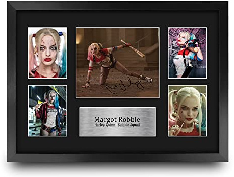 HWC Trading FR A3 Margot Robbie Suicide Squad Gifts gedrucktes signiertes Autogramm Bild für Film-Fans – A3 gerahmt