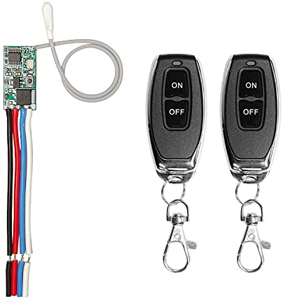 QIACHIP 433 MHz RF Drahtloses Mini Fernbedienung Relaisschalter Modul 2A Funksteuerung Empfänger Modul mit 2 Sendern DC 3.7V 5V 9V 12V 24V Lichtschalter-Set