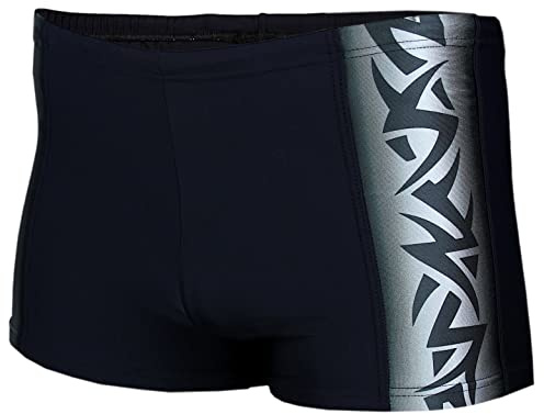 Aquarti Herren Kurze Badehose mit Streifen, Farbe: 13717A Schwarz/Graphit, Größe: XXL