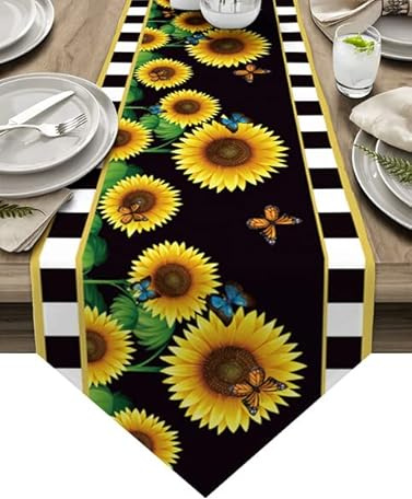 KIKIYE Tischläufer für Frühjahr, Vanille, Wildblume, Tischdekoration, Tischdekoration und Küche, Esstischdekoration