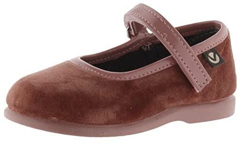 victoria Ballerine Alba Velluto & Strappo & Suola Abbinata 102752 per Bambine Nude 26