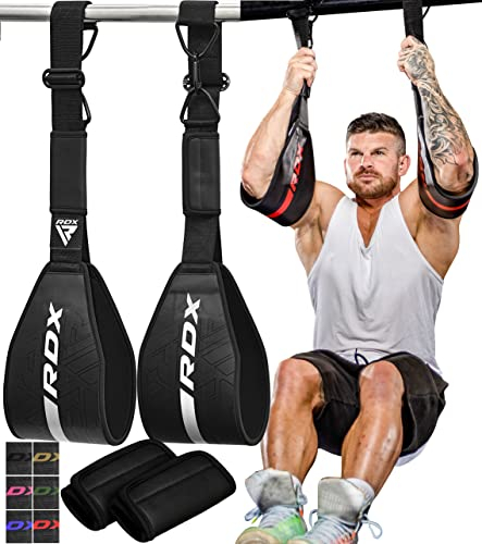 RDX bauchmuskelschlaufen, Maya Hide Leder Gepolstert AB Straps D-Ring für Bauchübungen Trainingseinheiten Klimmzüge Fitness Gym beinheben, Männer und Frauen armschlaufen Training schlaufen Schlinge