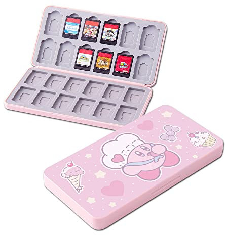 PERFECTSIGHT Cute Game Card Case for Nintendo Switch 2 & Switch Lite & OLED, 24 Game Holder Cartridge Case for Game Cards and 24 SD Cards, Kawaii Portable Compact Storage Box (Dessert KB)