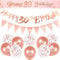 QonLou 30th Birthday Decorations Kit - Rose Gold Happy 30th Banner, Triangle Flag, Confetti Balloons - Party Supplies for Age 30