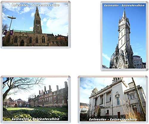 4 Pack - Leicester - Leicestershire - 96 x 67mm Jumbo Fridge Magnet/Magnets