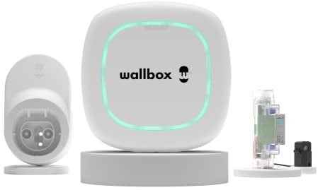 Wallbox Kit Pulsar MAX (Caricabatteria per veicoli elettrici, misuratore di potenza e cavo dock) 7,4 kW, 5 m, T2 Bianco. Compatibile con Alexa e Google Home