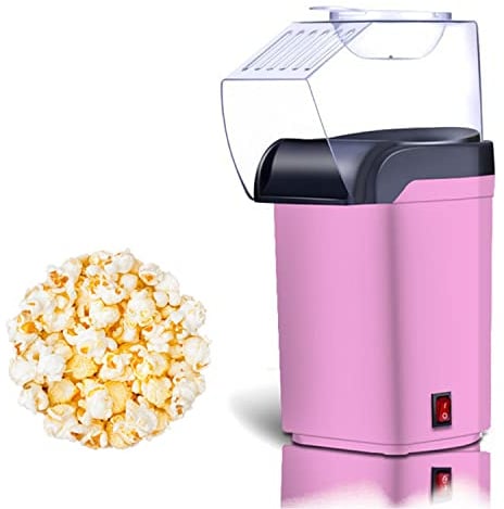 Nostalgia Hot Air Popcorn Popper Maker, 1200W Electric Pop Corner Machine, 16 Cups, 3 Minutes Done, Fully Automatic Healthy No Oil and No Sugar Corn Popcorn Machine (Pink)