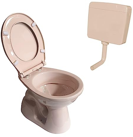 Belvit Soporte para inodoro Bahama Beige con tapa de cierre suave y cisterna