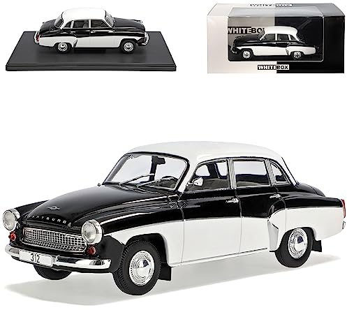 Ixo Wartburg 312 Limousine Schwarz Weiss 1965-1967 DDR 1/24 Whitebox Modell Auto