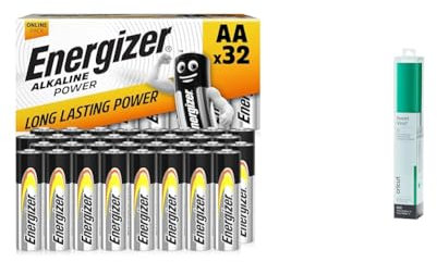 Energizer AA Batteries, Alkaline Power, 32 Pack, Double A Battery Pack - Amazon Exclusive & Cricut Smart Vinyl Removable | Grass Green | 0.9 m (3 ft) | Self Adhesive Vinyl Roll