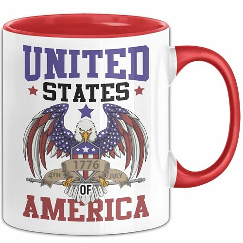 United States Of America Tasse Geschenk USA Geschenkidee Reisen Kaffee-Becher (Rot)