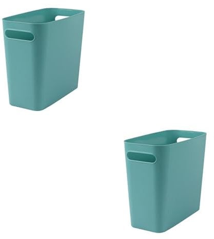 rongweiwang 2 Set of Slim Trash Can without Cover Wastebasket Garbage Container Space-Saving Outdoor Organizers Office Dormitory Bin Green, Green 2Set