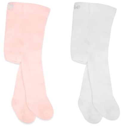bistyle Lot de 2 collants doux pour bébé fille - En coton bio - Collants pour nouveau-né - Collants chauds pour fille - Confortables