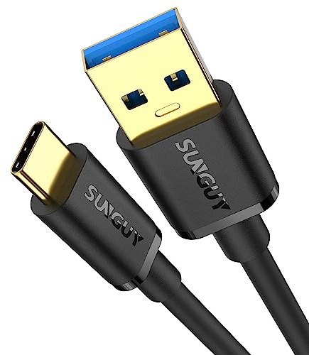SUNGUY Cable USB a USB C, cable de carga USB C de 1 m, 10 Gbps, USB 3.1 GEN 2, cable de datos para Android Auto, iPhone15, Galaxy S24/S23 ultra, Huawei P20/50 Pro, Google Pixel-Negro