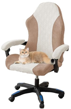 HYPIQQ Gaming Chair Slipcover Stretch Computer Desk Chair Cover con Cremallera Chair Slipcovers Printed Gaming Chair Cover,Caqui