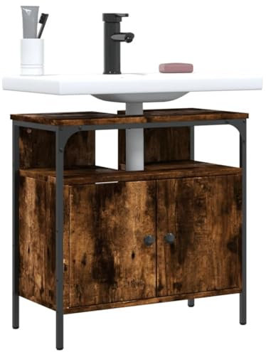 CIADAZ Waschbeckenunterschrank Raucheiche 60x30x60cm Holzwerkstoff Waschbeckenunterschrank Badschrank Badmöbel Badaufbewahrung WC Schrank - 842438