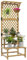 Outsunny 2-Etagen Pflanzenständer mit Rankhilfe, 166 cm hoch Blumenständer für Innen Außen, Pflanzenregal aus Holz, mehrstöckig Blumenregal, Blumentreppe für Wohnzimmer, Garten Balkon Deko, Gelb
