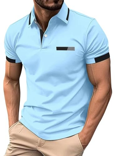 Half Zip Polo Shirts for Men Long Sleeve Polo Shirt Contrast Color Patchwork Casual Tennis Golf Tops Work Shirts for Men Adult Long Sleeve Base Layer Mens Thermal top Mens Rugby Vest