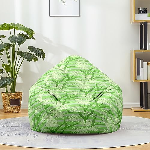 Odot Sitzsack, Löwenzahn-Druck Sitzsack Bezug, Sitzsack Bezug Ohne Füllung, Komfortabler Abnehmbarer Bean Bag, Outdoor Sitzsack für Indoor Outdoor Living Room Decor (M(80 * 90cm),Grün)