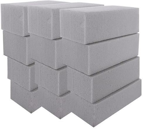 GBACHOOSE 12 Pcs Floral Foam Blocks Dry Brick, 22.5x11x7cm Silk Flower Foam for Artificial Flowers, Grey Flower Arranging Foam for Wedding, Party, Outdoor Display