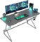 BEXEVUE Gaming Schreibtisch LED – 120x60 cm PC Gamer Tisch Ergonomischer, Z Rahmen mit Kohlefaseroberfläche Stabil, Einfach zu Montieren, Kopfhörerhaken für Gaming Studium Arbeit Zuhause Schlafzimmer