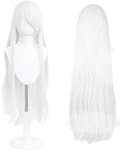 100cm / 40 Inch Long Wig, Universal Anime Costume Cosplay Wig, Perfect for Party, Daily-Use, Festivals, and Halloween, Great for TV, Film, Anime Game Character Cosplay (White)