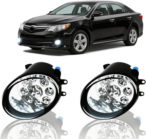 qobsos LED Fog Light For Toyota Camry SE 2012 2013 2014 Front Bumper Lamps Left Right Fog Light Assemblies,6000k White,Pack of 2
