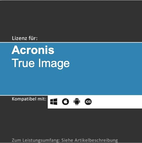 Lizenz für Acronis True Image I 2025 I 1-5 Gerät(e) I Dauerlizenz I Vollversion | Windows/macOS/iOS/Android | Lizenzcode per Post o. E-Mail von softwareGO (Versand via E-Mail vorab, 5 Geräte)