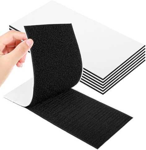WINKIO Größe Klettband Selbstklebend (100 mm × 200 mm) Extra Stark 6 Paare, Klettverschluss Selbstklebend, Klett Klebepads Schwarz für Häusliche und Industrielle Zwecke
