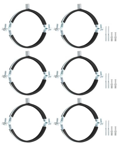 sourcing map 6 Pcs Adjustable Pipe Bracket Clamp, 5(127mm) Wall Ceiling Mount Split Ring Pipes Hanger Galvanized Iron Pipe Strap Support with Screw & Expansion Tube for Tube