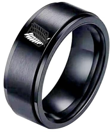 kakazoomm eu Attack on Titan Cartoon Anime Ring Unisex Ring Anime Persönlichkeit Ring Paar Liebhaber Ring Mode Cosplay Schmuck Edelstahlring