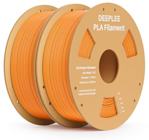 DEEPLEE PLA Filament 1.75mm, 3D Drucker Filament 2kg (1KG/Spool), Maßgenauigkeit +/- 0,02 mm, Filament 3D-Druckmaterialien für FDM 3D Drucker, Orange
