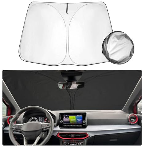 SHAOHAO Compatible con Seat Arona SUV KJ7 FR 2017-2025 Parasol Plegable con Tejido Revestido de Plata Parasol Plegable protección UV y contra el Calor Accesorios Seat Arona