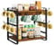 IBUYKE Kaffee Bar Station Arbeitsplatte Veranstalter,2 Etagen Küche Tassenständer,Metall Holz Tassenregal Tassenhalter with 18 Hooks,Multifunctional Tassenbaum for Küche, Büro, Vintage Braun TBJ006H