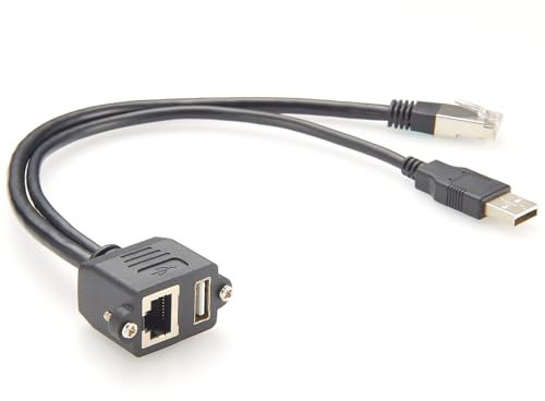 Cavo di prolunga combo Ethernet RJ45 Cat5e USB 2.0 RJ45 8P8C USB Type-A maschio a femmina a vite pannello chassis cavo di alimentazione