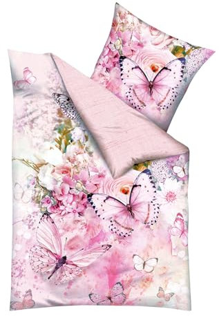 JACK by Kaeppel Mako Satin Digitaldruck Bettwäsche 2 TLG. 135x200cm Butterfly Dreams Rosé