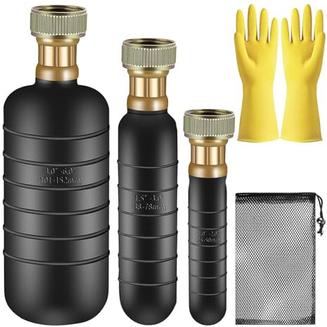 KiBcsLic 3 x Abflussreiniger aus Gummi, Saugnäpfe für Klempnerei, Reinigungsset für Rohrleitungen, multifunktional, kompatibel mit Pool/Dusche, 3 x Abflussreiniger + 1 Paar Handschuhe + 1
