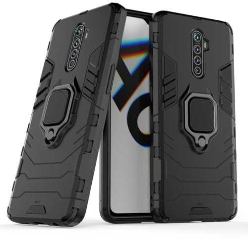 Max Power Digital Funda para móvil Realme X2 Pro Carcasa Magnética con Anillo Imán Antigolpes Resistente Rígida Dura [Tecnología Absorción Golpes] (Realme X2 Pro, Negro)