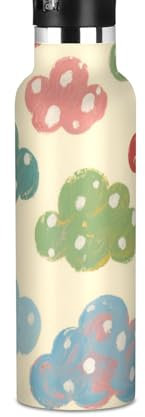 Bunte Wolken, auslaufsicher, BPA-frei, wiederverwendbar, mit auslaufsicherem Auslaufdeckel, doppelwandig, für Schule, Jungen, Mädchen, Termo Contigo Para, Cafe