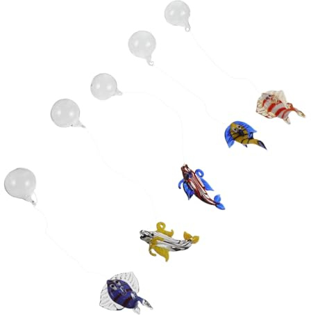 Supvox 5 Stück Künstliche Fisch-Hängedekorationen Schwimmendes Aquarium Ornament Aus Glas Realistische Aquarium-Dekoration Für Aquarienzubehör Zuhause Büro Geschäft