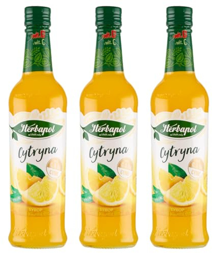 Herbapol Zitrone Sirup 3x 420ml - Getränkesirup für Wasser Fruchtsirup Vitamin C